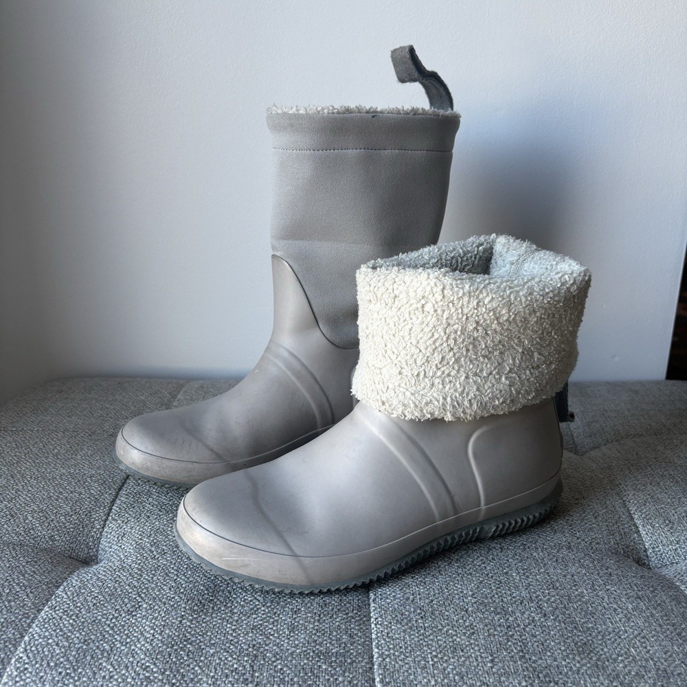Hunter Women's Winter Rain Boots Roll Top Sherpa‎ Lined Boot US size 5 Gray